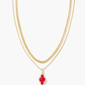 Kendra Scott Gold Necklace with Red Clover Pendant
